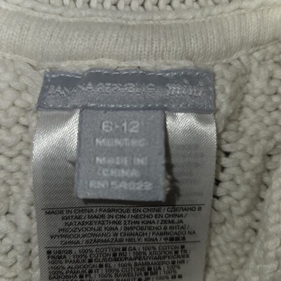 Banana Republic Baby Cableknit Sweater 6-12 Months Fisherman Cream Zip Up Mini - Picture 4 of 11